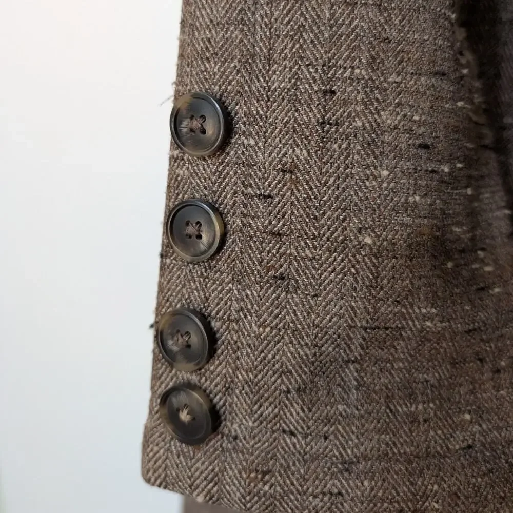 Merrell Geraldine Fleece Lined Coat Brown Tweed Hooded Long Jacket Small - Picture 5 of 7